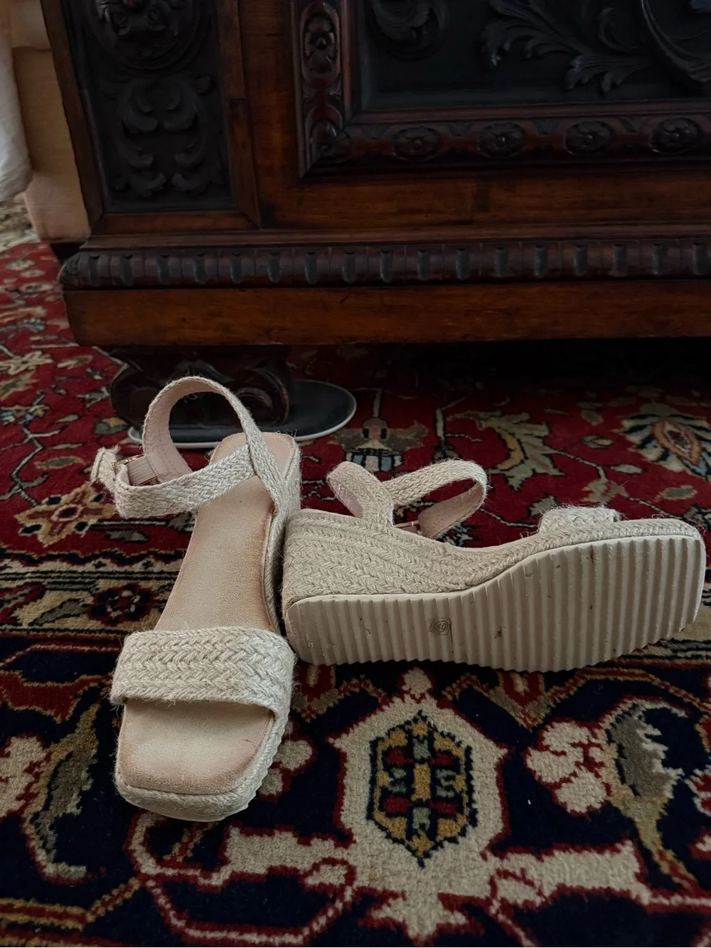 Women's Beige Espadrille Wedge Sandals